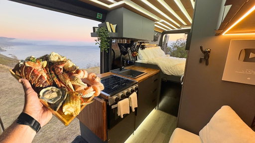 Vanlife Camping on a Seaside Cliff | Made a Seafood Feast