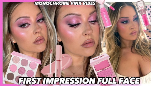 pink eyeshadow makeup look 🎀 FULL FACE FIRST IMPRESSIONS