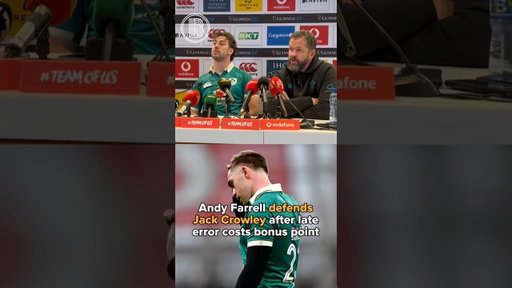 Andy Farrell was quick to defend Jack Crowley after his late error in Ireland’s win v Italy ☘️