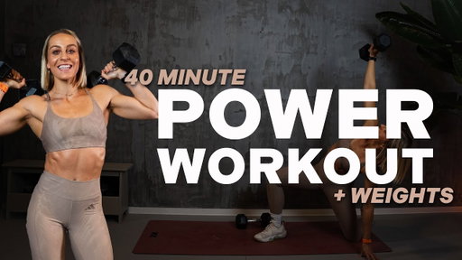 40 MIN POWER WORKOUT |+ WEIGHTS | FULL BODY | STRENGTH + CONDITIONING