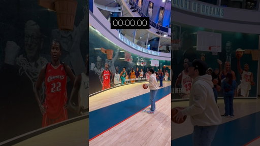 Taking shots on every era’s basketball hoop at the Basketball Hall of Fame! 🏀