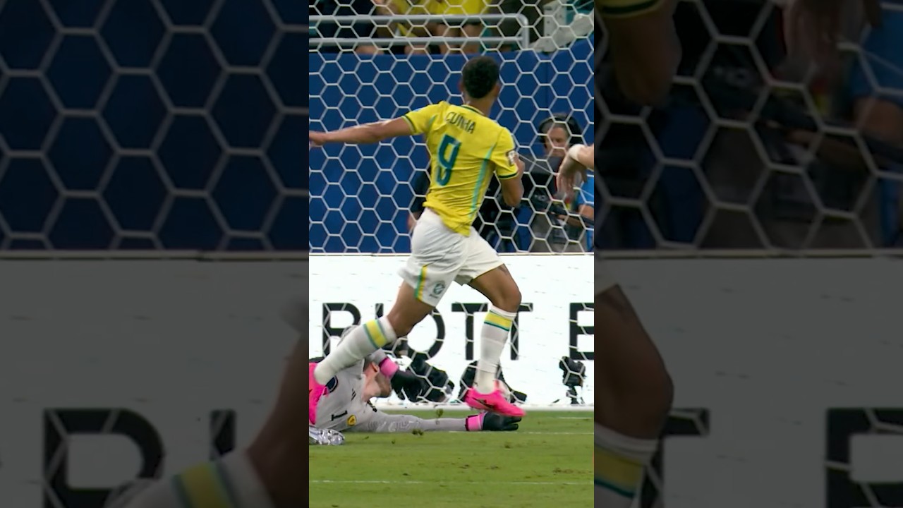 Matheus Cunha scores Brazil’s third goal against Scotland. #FIFAWorldCupOnYT