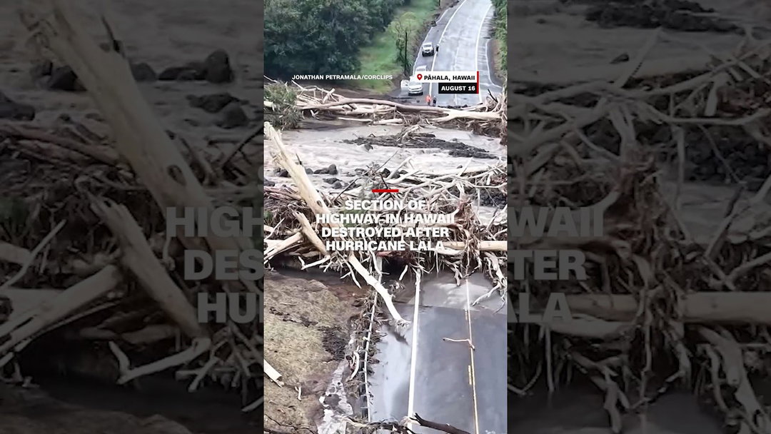 Section of highway in Hawaii destroyed after Hurricane Lala
