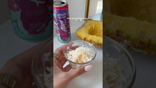 our version of a pina colada 🙈🍍🥥 #alani #pinacolada #sorbet #pineapple #coconut #summerrecipes