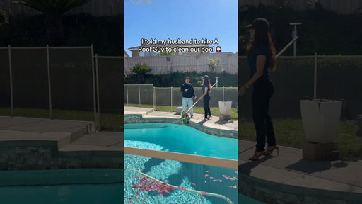 I told my husband to hire a pool person to clean our pool and guess who he hired 😡 #couples #funny