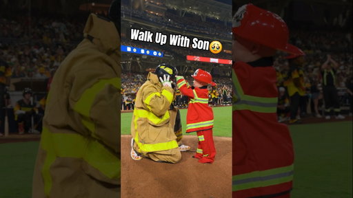 Like father, like son🥹 #firefighters #dad #kids #baseball #mlb #shortsfeed #emotional