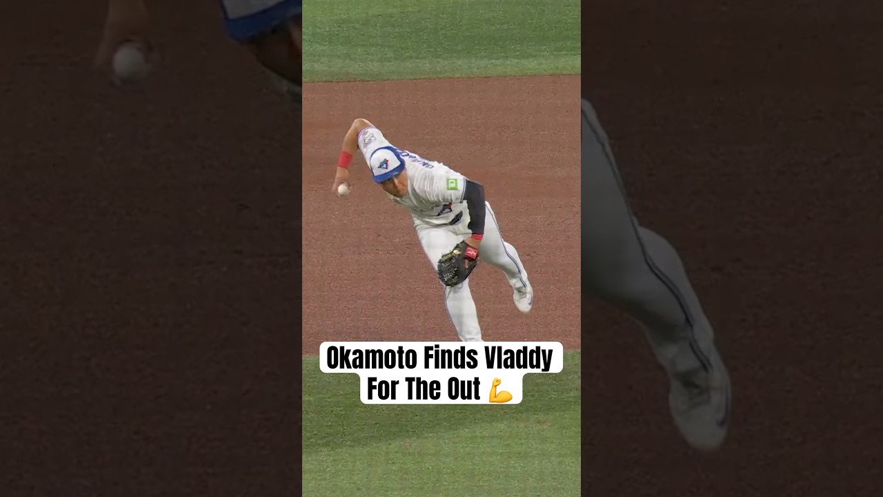 Kazuma Okamoto makes an incredible play to first for the out 👏 #OpeningNight #BlueJays #Toronto