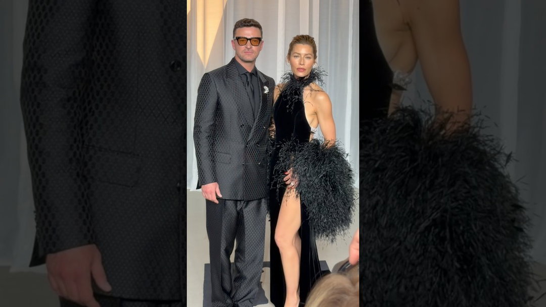 Justin Timberlake and Jessica Biel on the red carpet at the Academy Museum Gala.