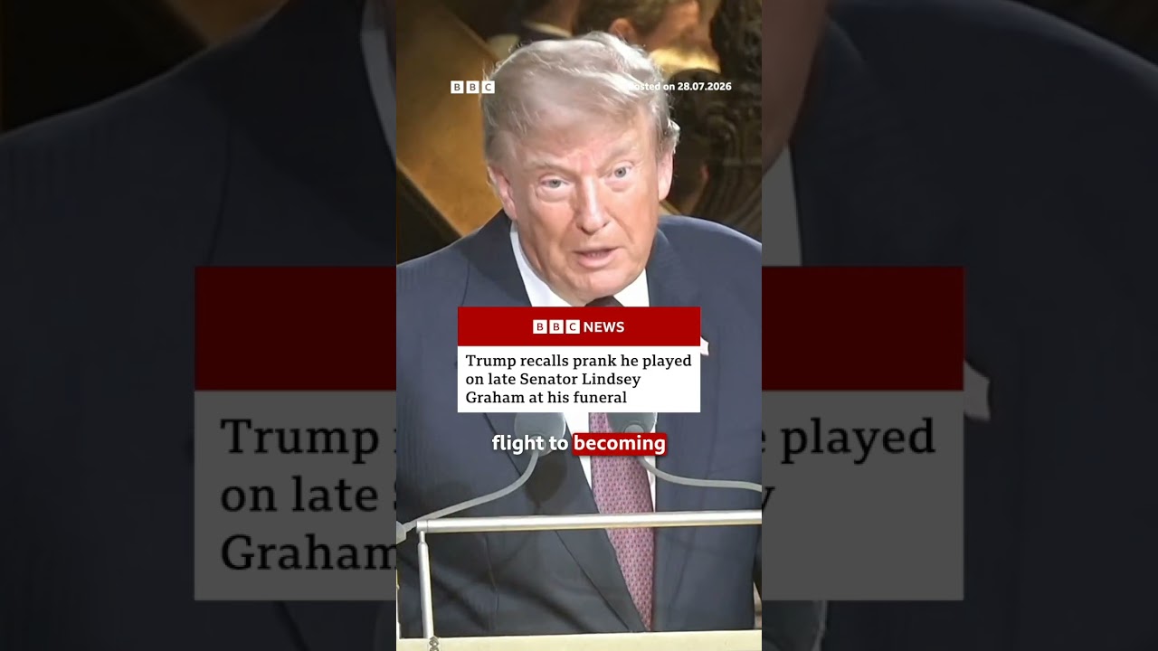Trump delivers eulogy for US Senator Lindsey Graham. #BBCNews