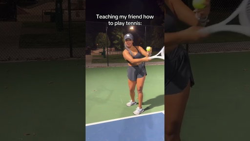 POV teaching your friend how to play tennis