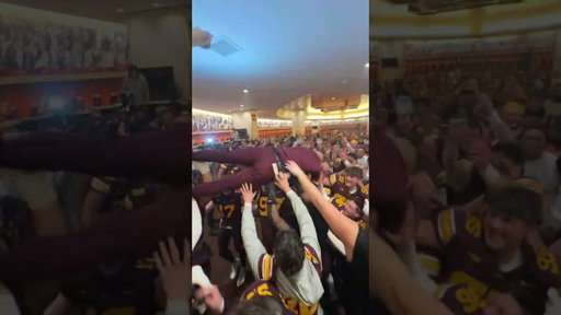 Gopher Football Locker Room Celebration After Win Over Wisconsin