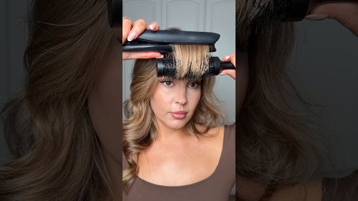 Straightener and round brush hack for your fringe ✨ #hairtutorial #fringestyling #hairstyle