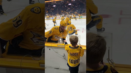 Roman’s kids repping special jerseys tonight for dad's 1,000th NHL game 🙂 #predsnhl