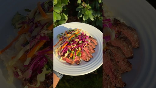 Grilled hanger steak with a bulgogi inspired marinade and chopped salad. More recipes coming soon.