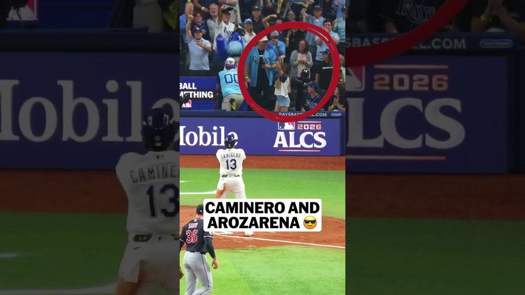 Junior Caminero looked toward Randy Arozarena and did Randy’s celebration before crossing home!