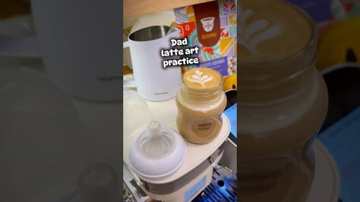 Coffee and babies? Latte art practice for parents! 🍼☕️ #coffee #cafe #papa #mom #baby #family #fypシ