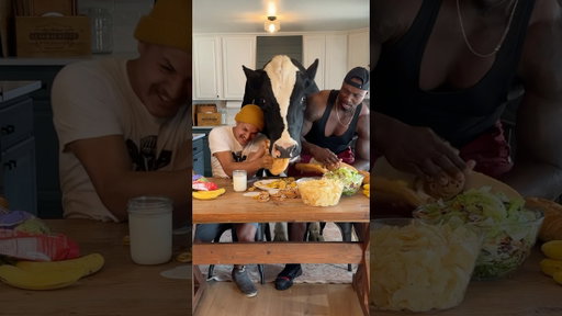 Trying to eat with Bruce and ​⁠@biggroove  #cow #brucethecow #farm #animals