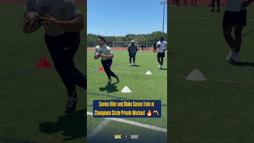 Savion Hiter and Blake Corum ran through drills at the Champions Circle Private Workout Experience〽️