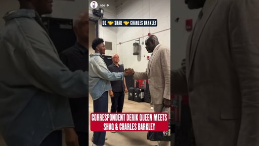 Derik Queen meets Shaq & Charles Barkley at NBA Finals #pelicans #nba