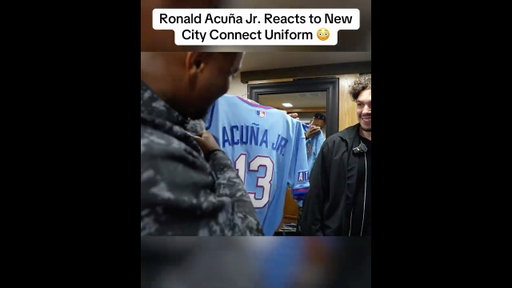 Ronald Acuña Jr. Reacts to Brand New Uniform 😳 #braves #ronaldacunajr #baseball #mlb #shorts