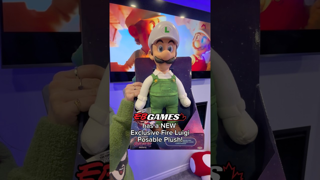 NEW Fire Luigi Posable Plush - EB Games Exclusive #supermariogalaxymovie #jakkspacific #supermario