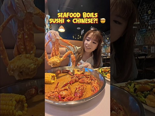 Seafood Boils, Sushi AND Chinese Food at ONE Restaurant?! 😳 #shorts #seafoodboil #asianfood