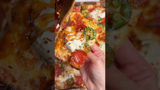 the crisp on this Detroit style pizza is everything
