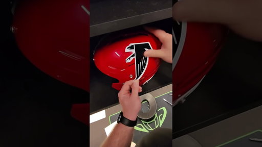 Assemble the throwback red helmet with our equipment team for game day #nfl #atlantafalcons
