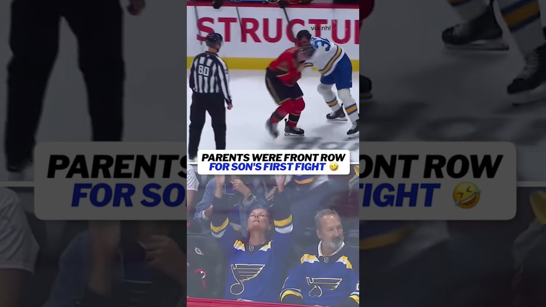 Dylan Peterson's parents were front row for his NHL debut and his first fight 🤣