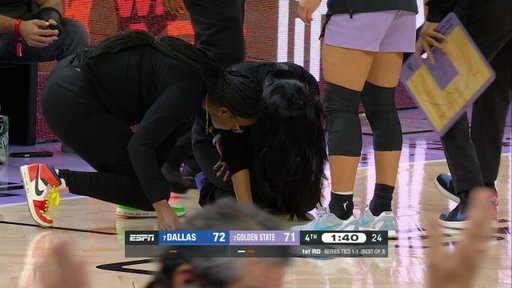 Valkyries coach Natalie Nakase goes down in scary moment | WNBA on ESPN