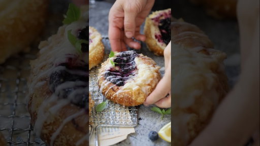 Blueberry Cream Cheese Danish Buns 🫐 Happy Saturday! #food