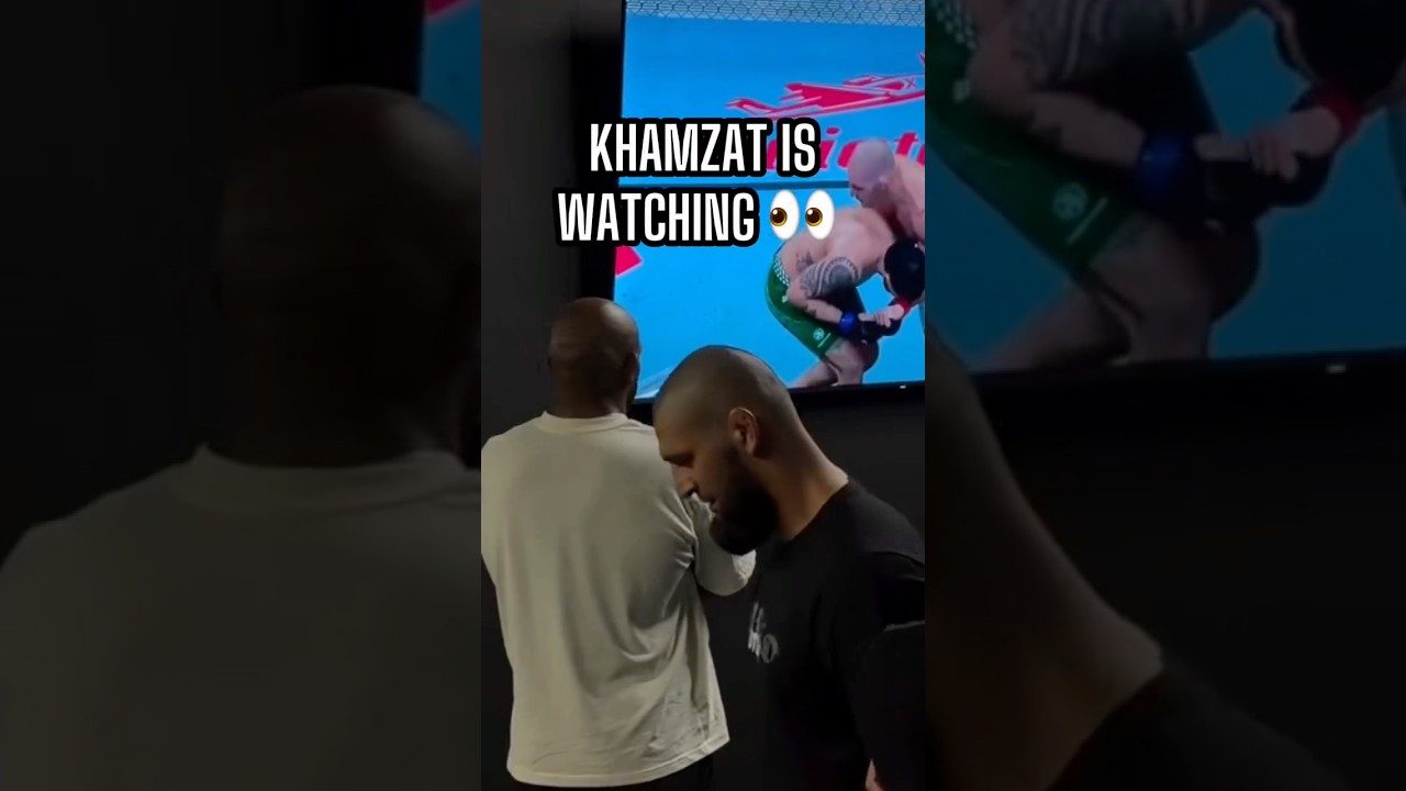 Khamzat Chimaev quietly reacts to Sean Strickland TKO Anthony Hernandez 🐺 🎥: Susurkaev_dikiy (IG)