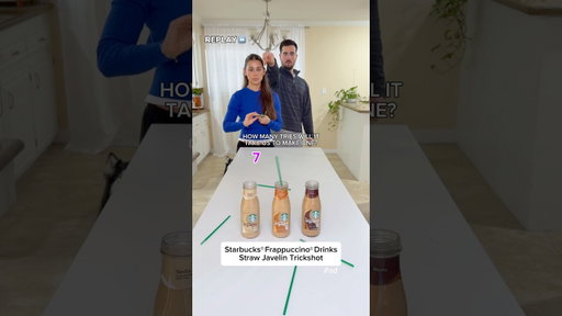 Starbucks®️Frappuccino®️Drinks Straw Javelin Trickshot 🤯 @starbucks #ad  #starbuckscreator