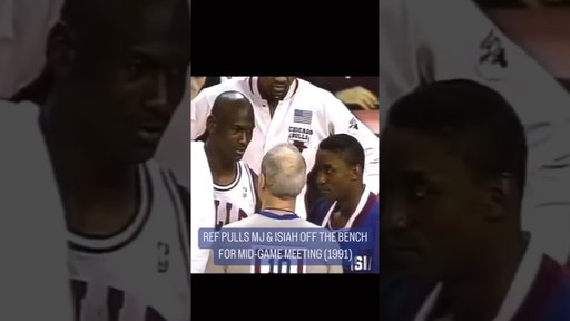 Refs pull MJ and Isiah off the bench for a mid game meeting #MichaelJordan #IsiahThomas #pistons