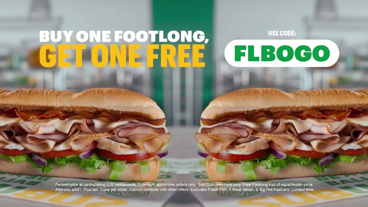 Subway® Sub Club members. Buy one footlong. Get a free one.
