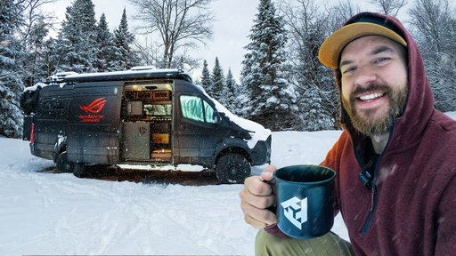 Snowy Vanlife Camping in VERMONT