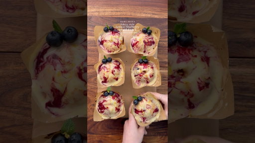 Bakery style lemon blueberry muffins🫐🍋🤤 #muffins #lemonblueberry #springrecipes #shorts #fyp
