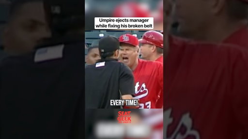 Umpire ejects manager while fixing his broken belt, a breakdown