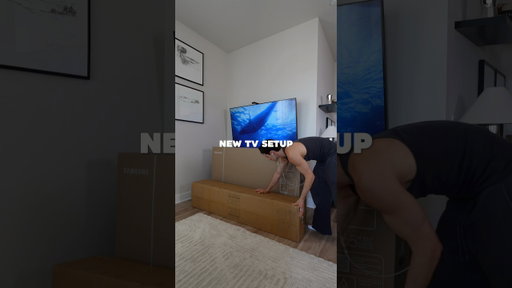 new tv setup - pt. 1 of my living room update #frametv #tech #apartment #asmr