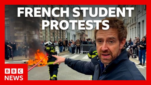 On the ground at French student mass protests | BBC News
