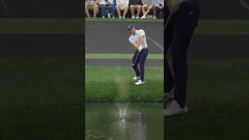 Bryson DeChambeau skips on No. 16. #themasters