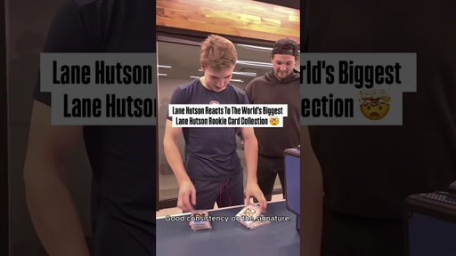 Lane Hutson Reacts To The World's Largest Hutson Rookie Card Collection 🤯🤯🤯 #montrealcanadiens #nhl