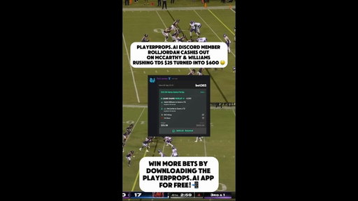 HUGE cashout from McCarthy & Williams’ rushing TDS last night👀 || Download PlayerProps.ai today!📲