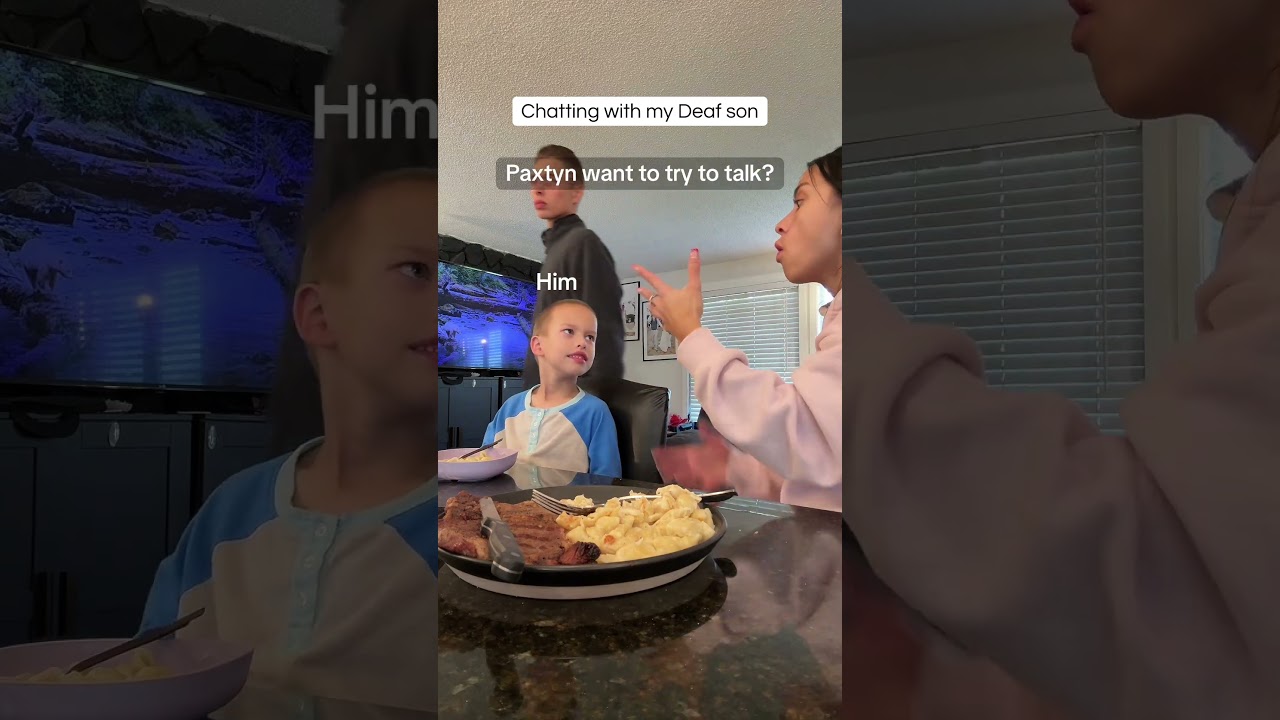 Chatting with my Deaf son in ASL #cochlearimplant #signlanguage #asl #parenting #deaf