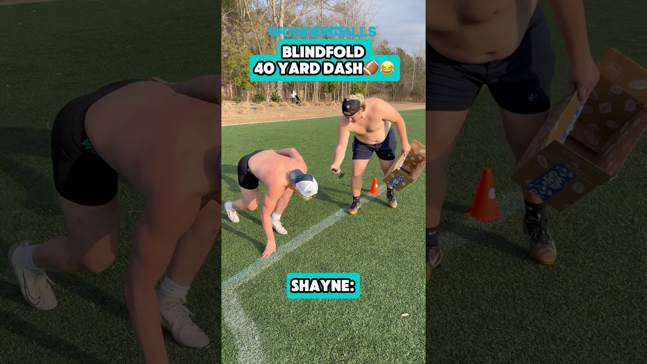 Blindfold 40 Yard Dash🏈😂 full combine coming soon… #sports #football #funny #game #nflcombine