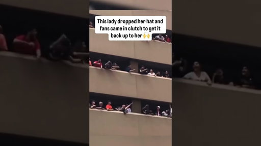An epic moment in 2017 when everyone worked together to get this fan's hat back (via AlanEnokian/X)
