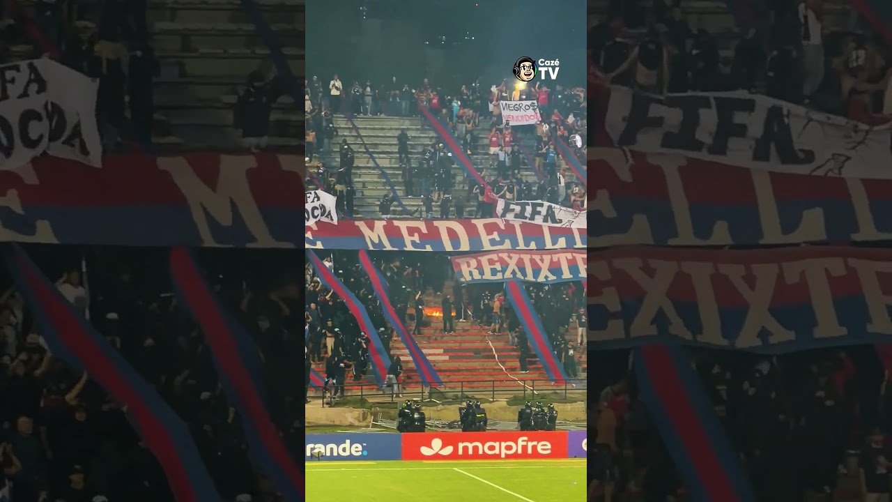 Os torcedores do Independiente Medellín colocaram fogo na arquibancada!!!