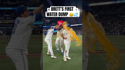 Brett Bateman’s first water dump 🧊💦 #MLB #BlueJays #Toronto