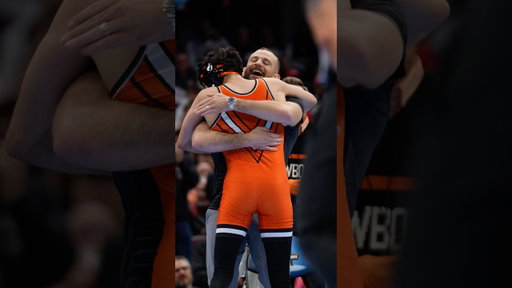 The moment Sergio Vega knew he was a National Champion 🥹 #wrestling #ncaawrestling #okstate