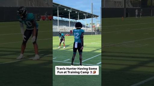 Travis Hunter having some fun at training camp 🕺🔥